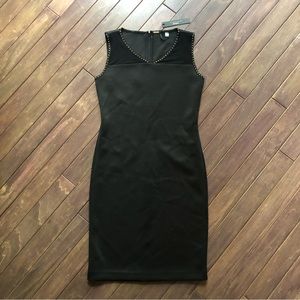 Tahari Illusion Studded Mesh Scuba Dress